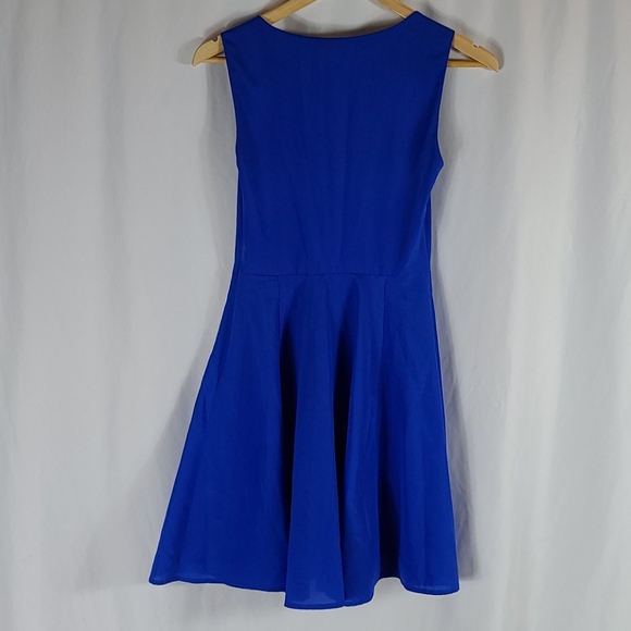 Express | Royal Blue Fit & Flare Mini Dress - Picture 6 of 7